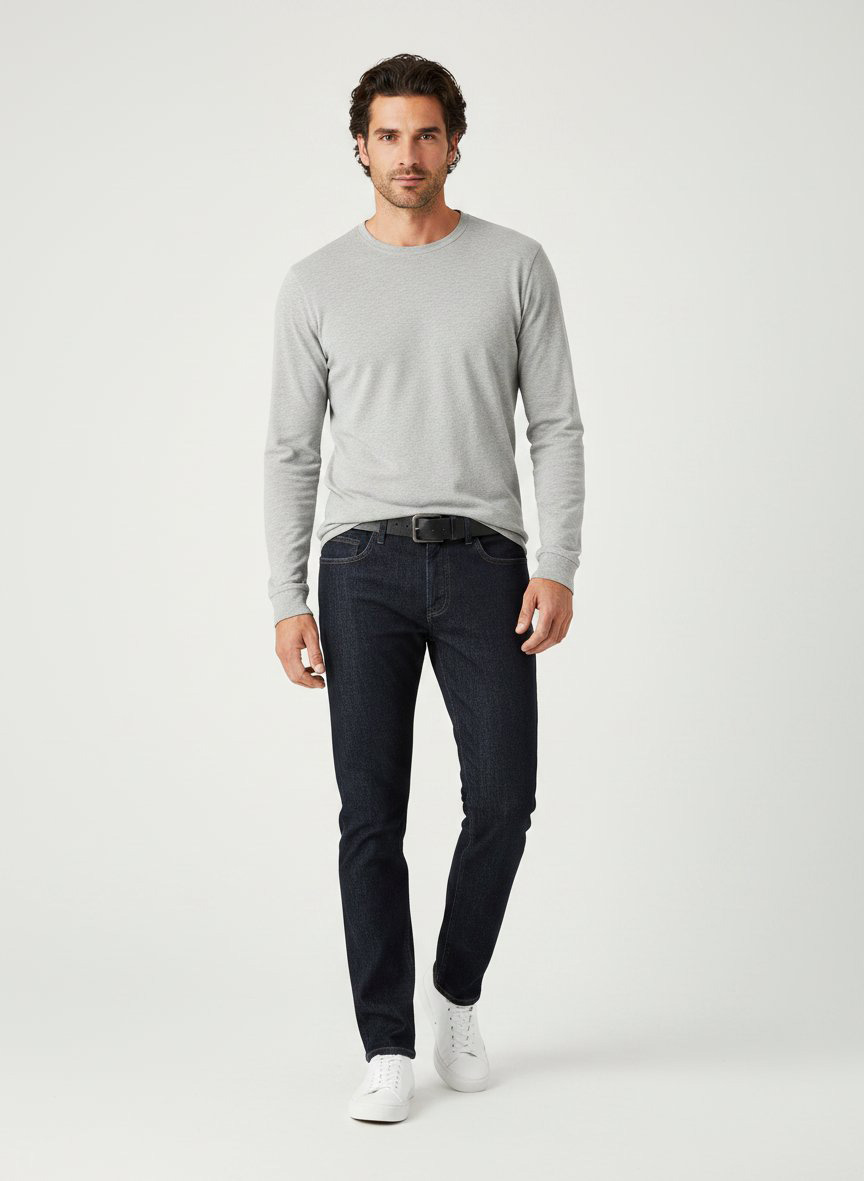 Jeans Pipe, Regular Fit, Kaschmir-Baumwolle, dunkelblau