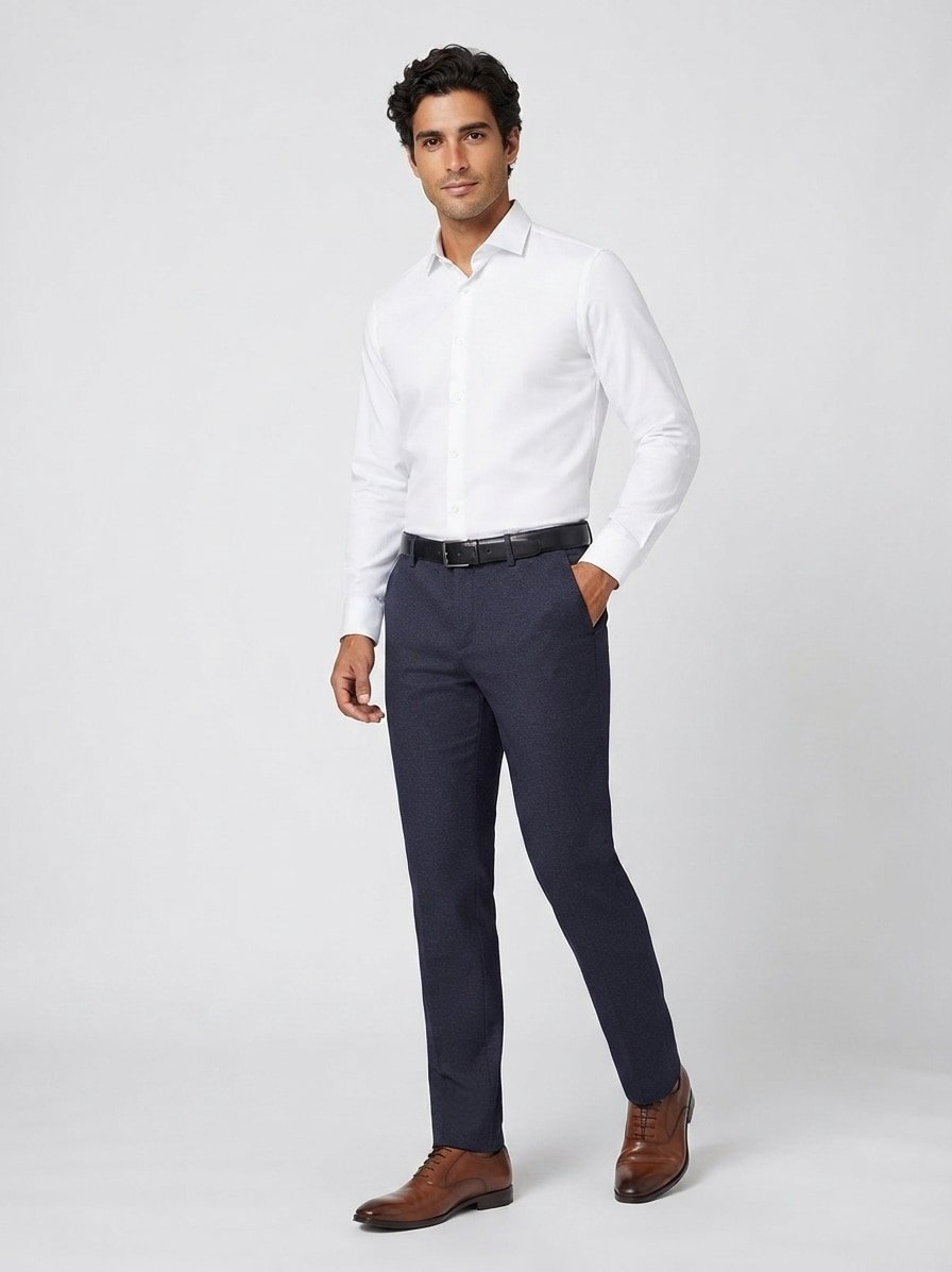 Smart Herringbone, Lou-J, Regular Fit, Mikrofaser-Viskose, navy