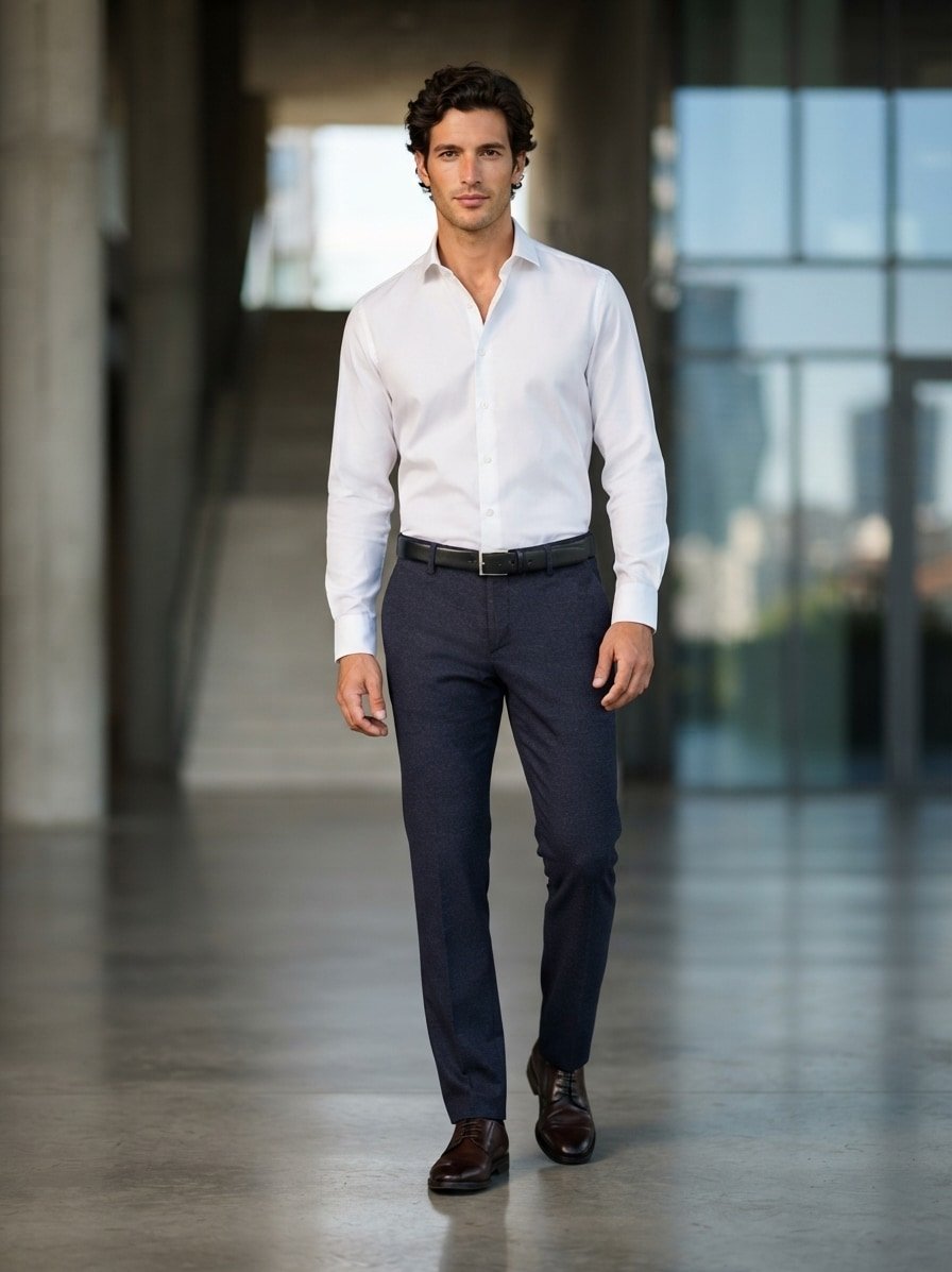 Smart Herringbone, Lou-J, Regular Fit, Mikrofaser-Viskose, navy