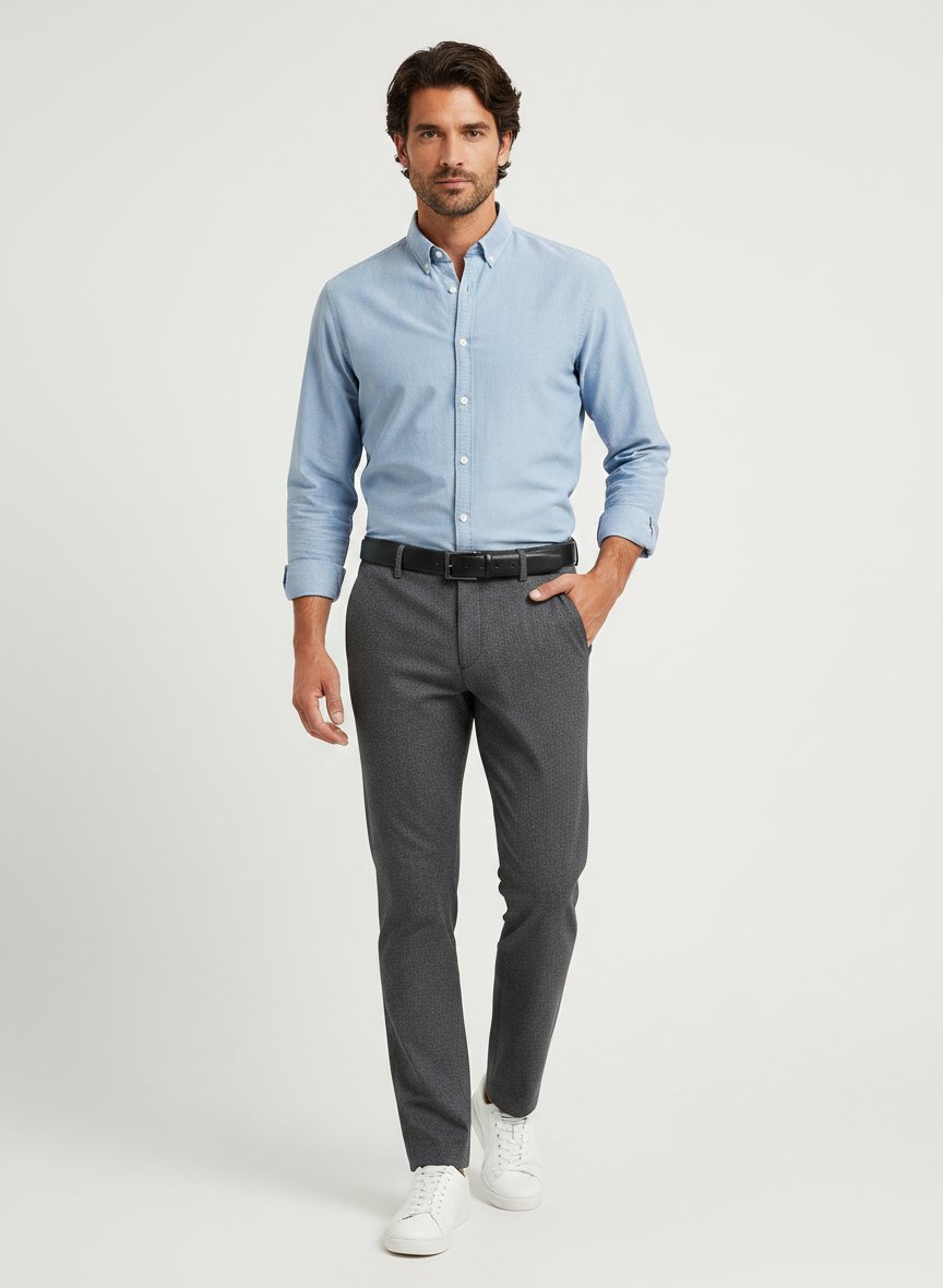 Smart Herringbone, Lou-J, Regular Fit, Mikrofaser-Viskose, grau