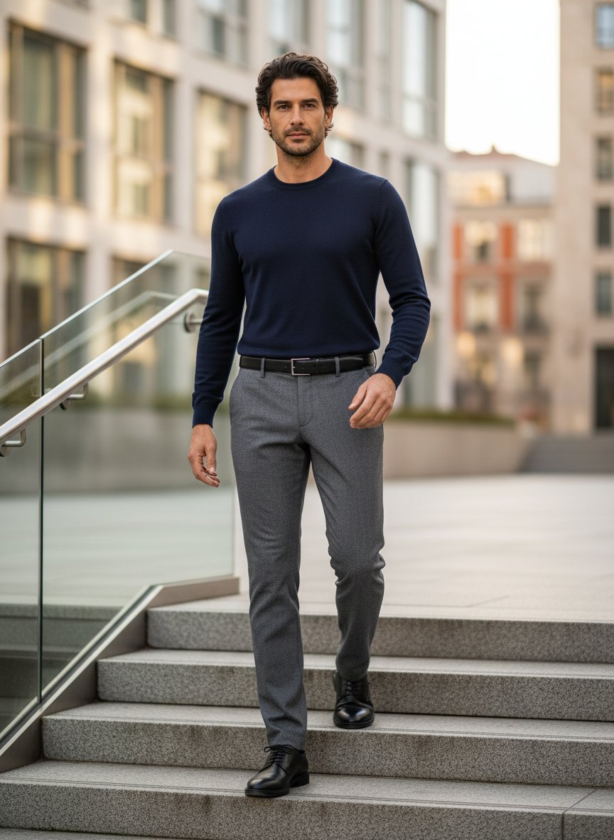 Smart Herringbone, Lou-J, Regular Fit, Mikrofaser-Viskose, grau