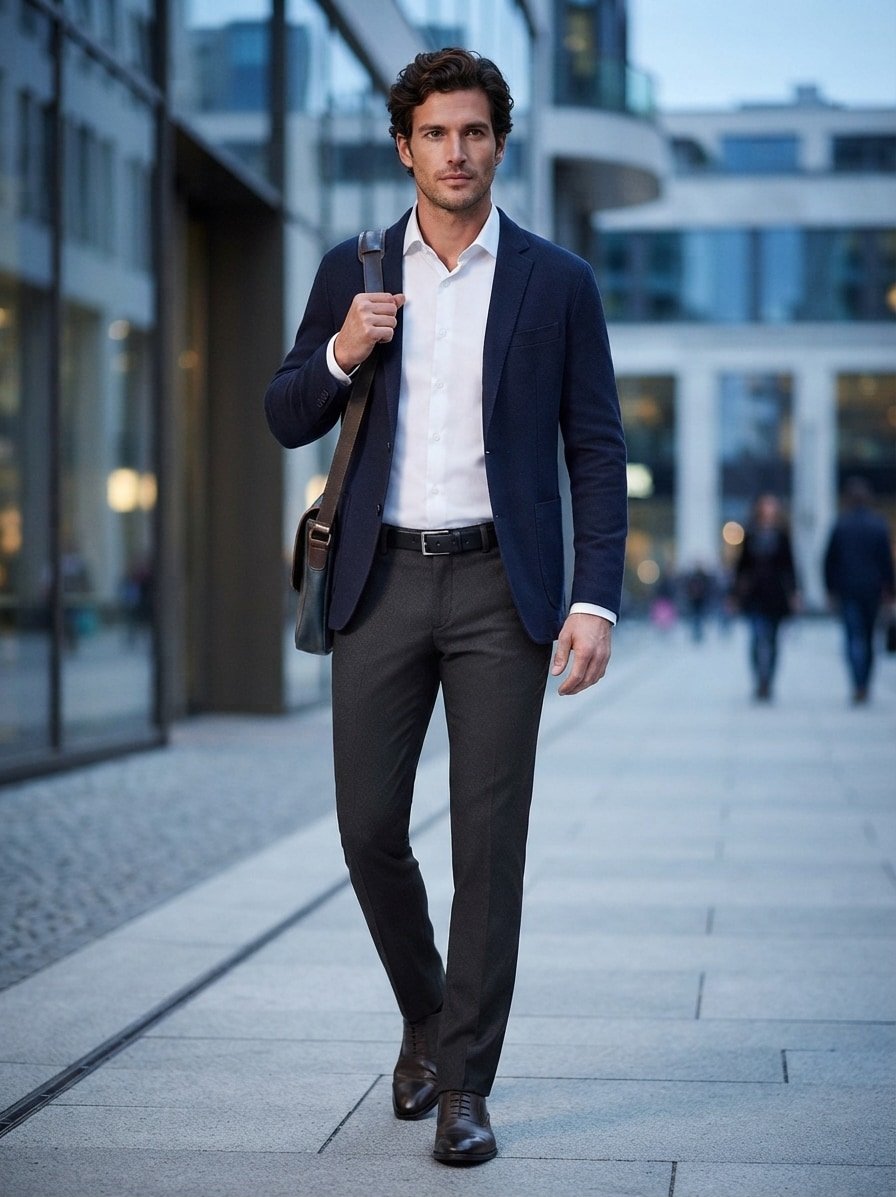Smart Herringbone, Lou-J, Regular Fit, Mikrofaser-Viskose, anthrazit