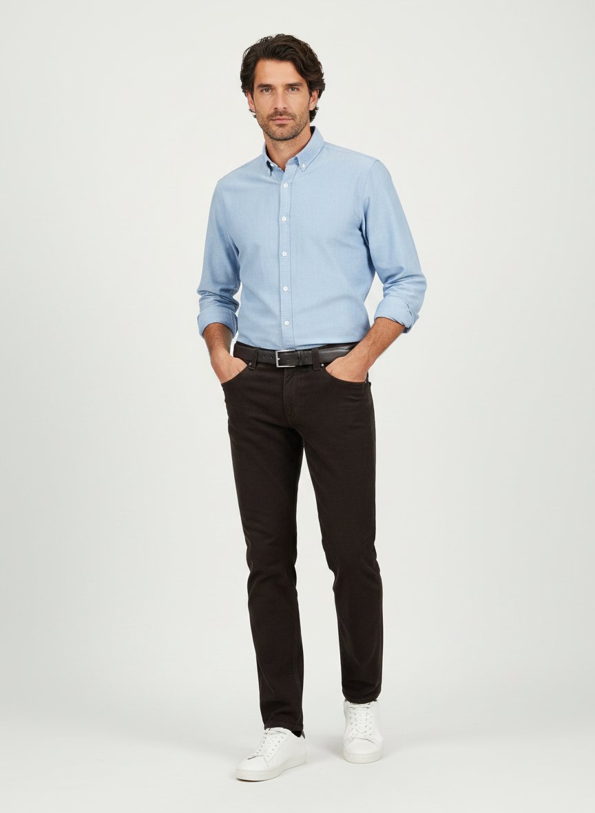 Diamond Brushed Cotton, Pipe, Regular Fit, Baumwoll-Stretch, braun