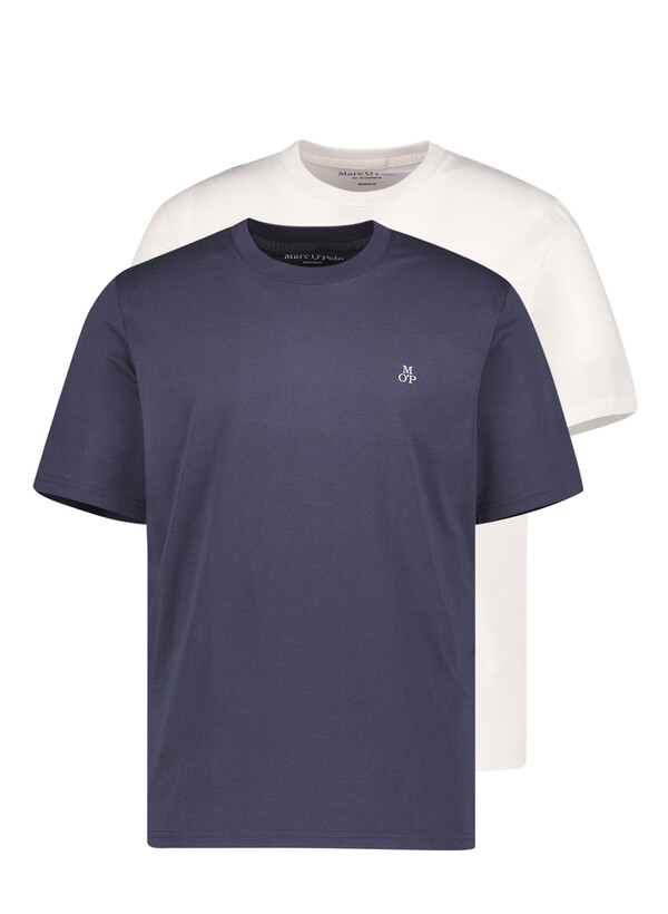 T-Shirts, Baumwolle, dunkelblau-weiß