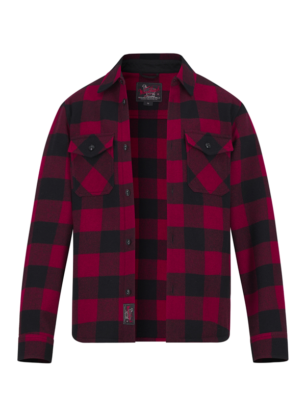 Overshirt, Wolle, Kent, Brusttasche, rot-schwarz kariert