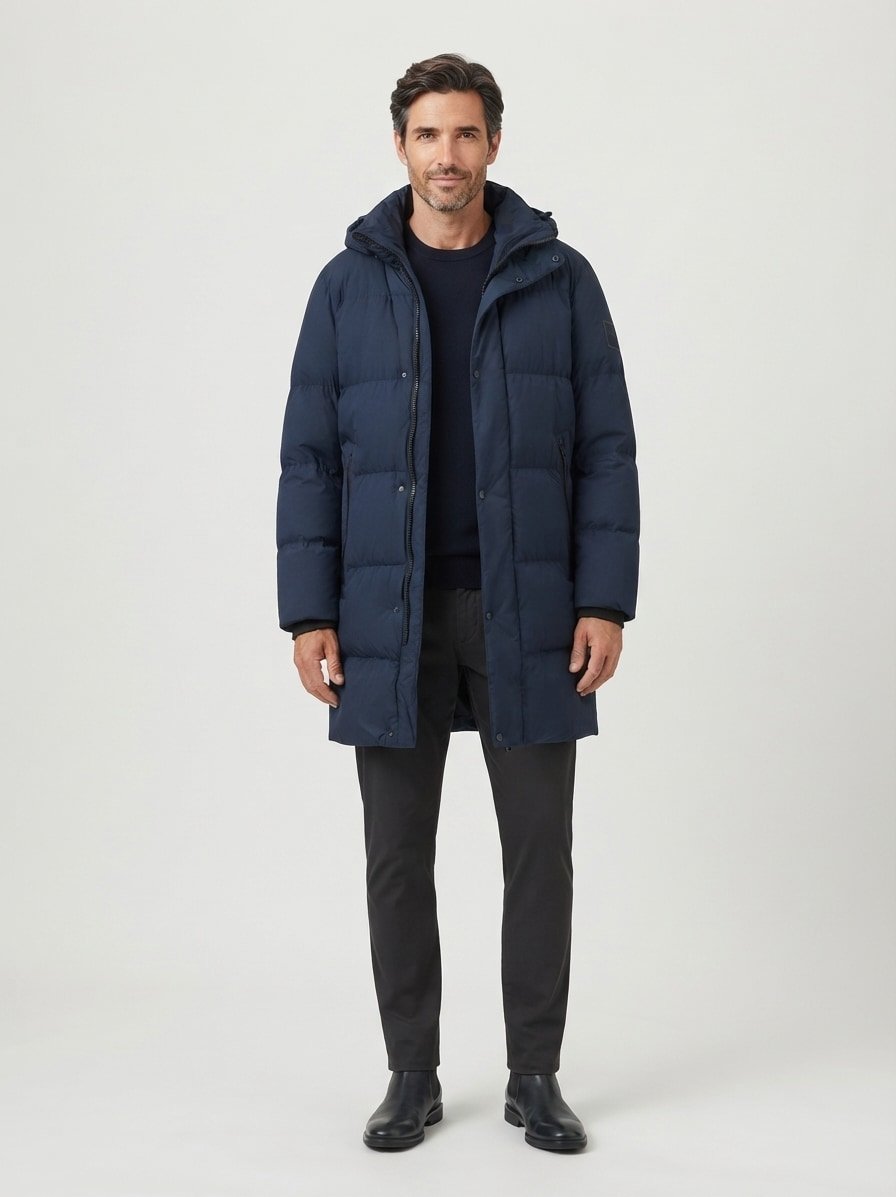 Daunenparka, Mikrofaser wasserabweisend, navy