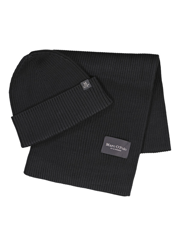 Set, Schal + Mütze, schwarz