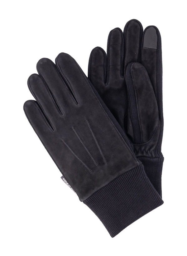 Handschuhe, Veloursleder-Strick Touchfunktion, schwarz
