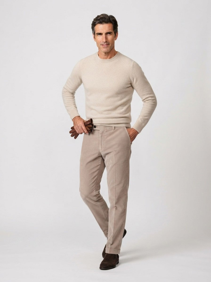 Bundfaltenhose DiCliffer, Cord, taupe