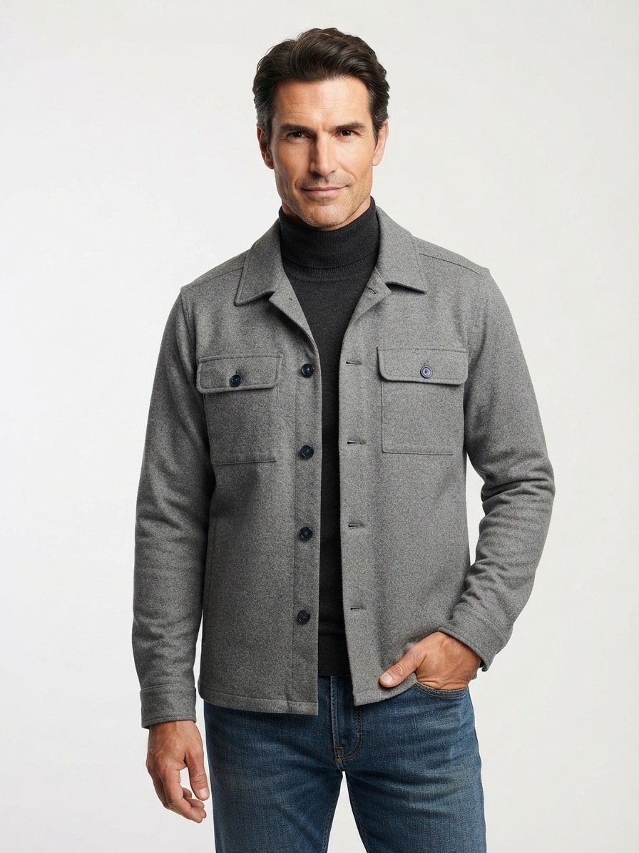 Overshirt DiTheo, Jersey, dunkelgrau meliert