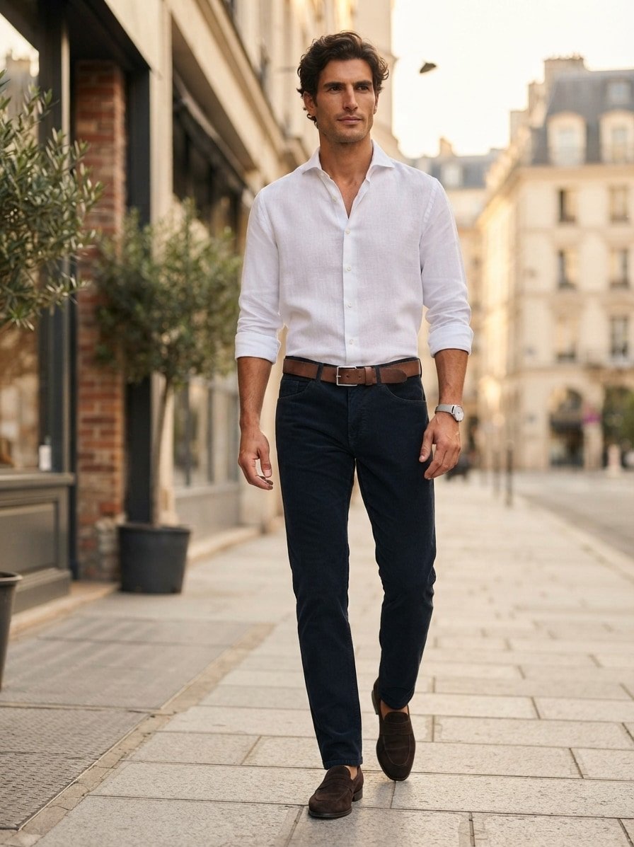 Dusty Corduroy, James, Relaxed Fit, Cord-Stretch, navy