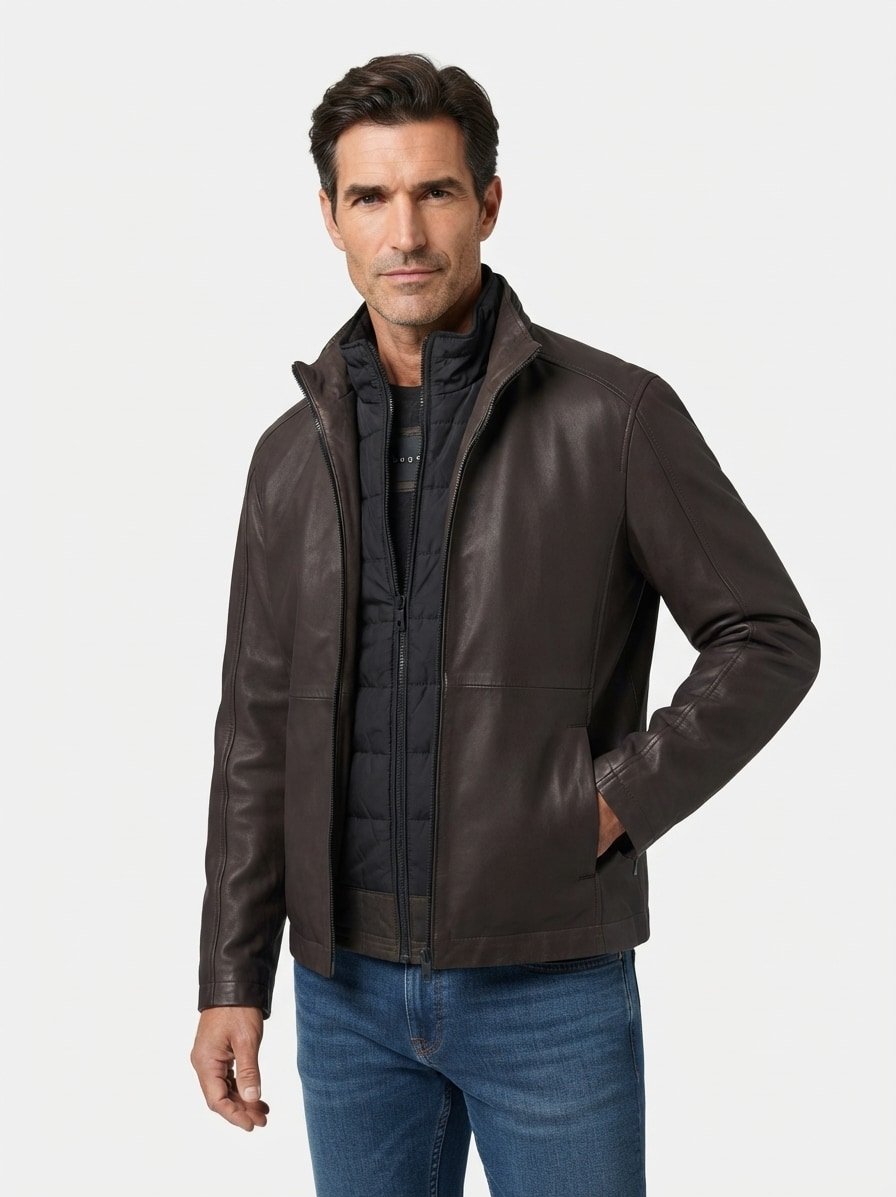 Lederjacke, Lammnappa, braun