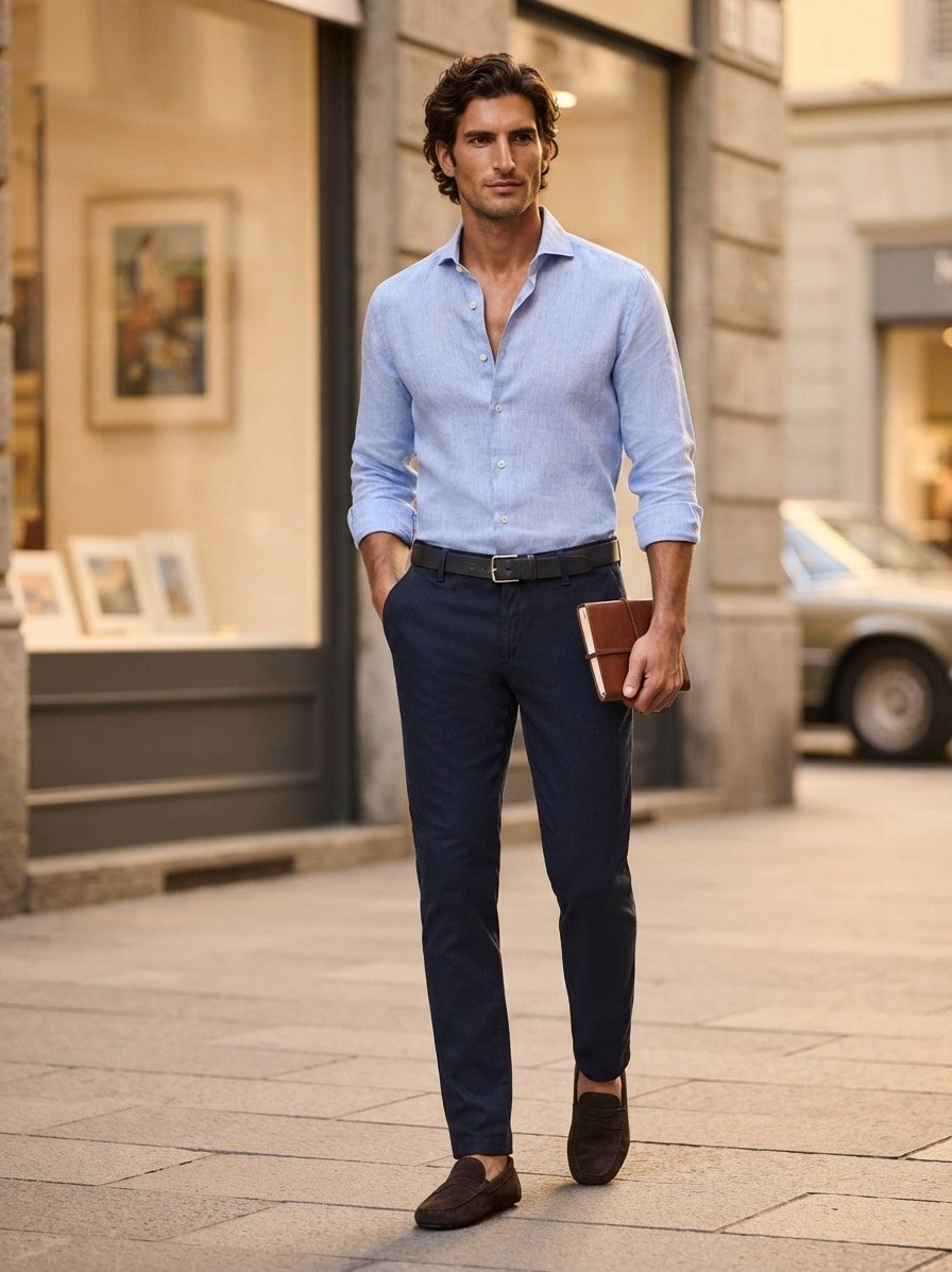 Diamond Brushed Cotton, Lou, Regular Fit, Baumwoll-Stretch, navy