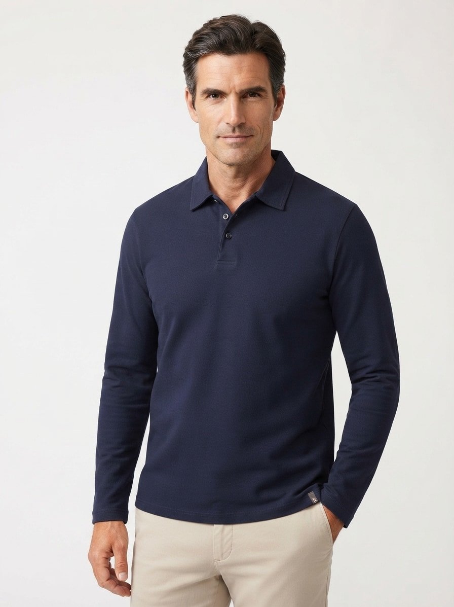 Polo-Shirt, Baumwoll-Jersey, dunkelblau