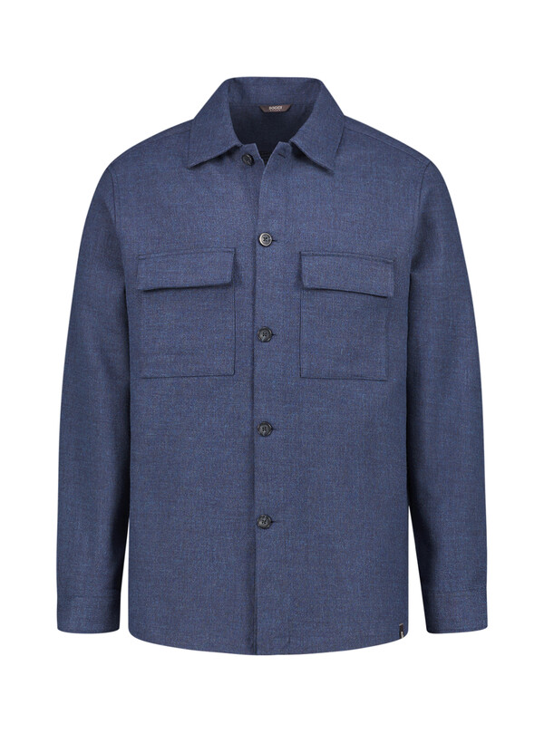 Overshirt Link, Baumwolle, Brusttaschen, blau meliert