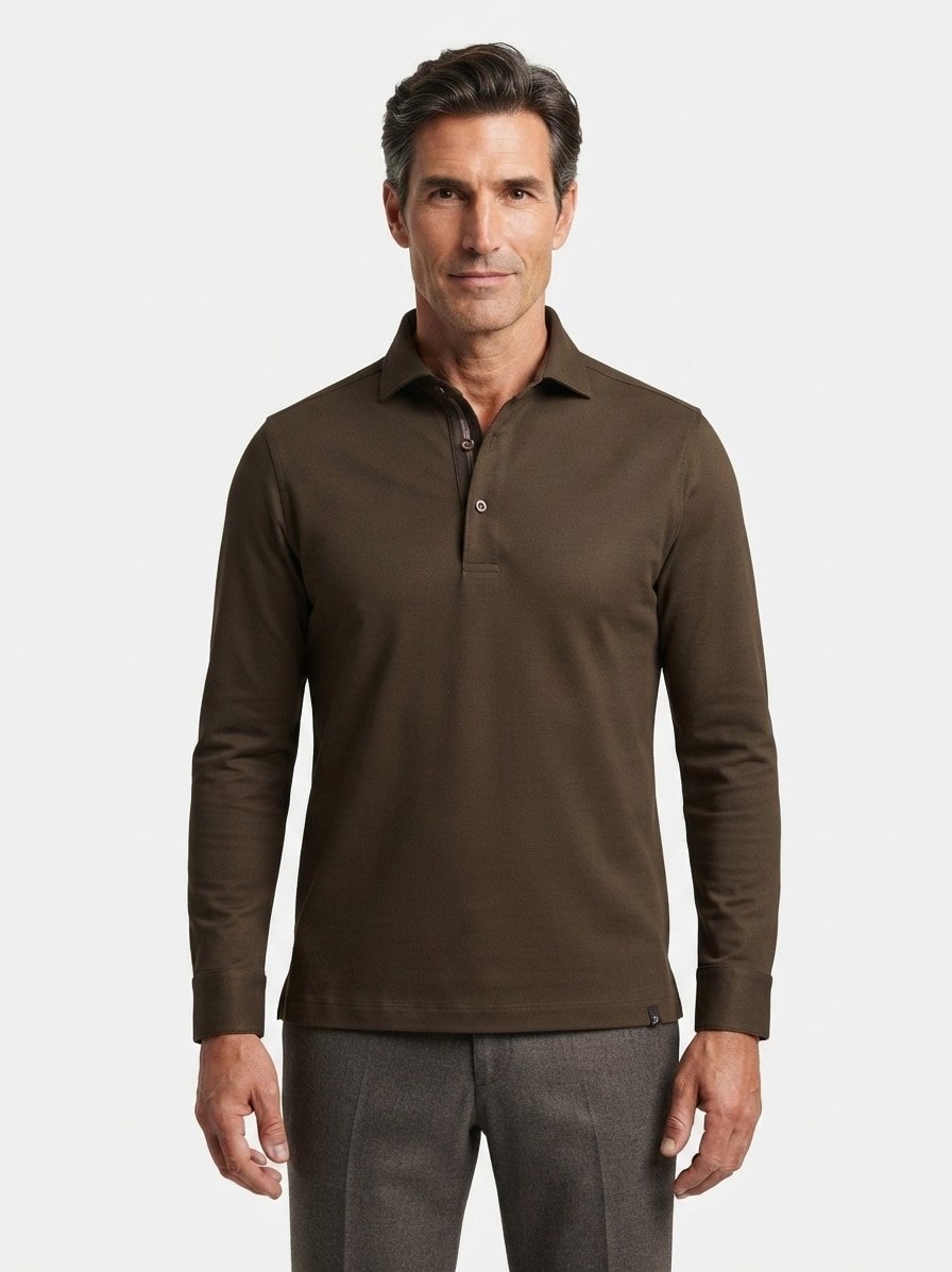 Polo-Shirt, Jersey, dunkelbraun