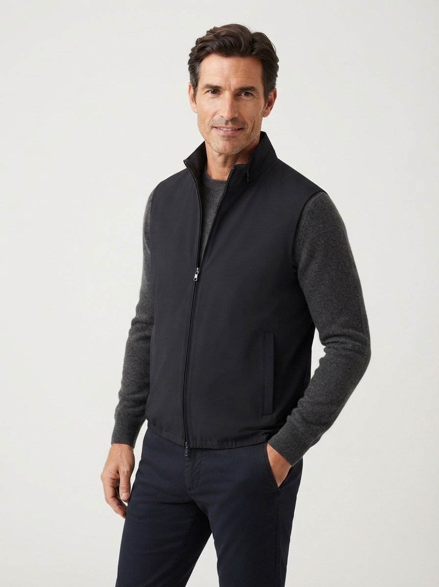 Weste, Mikrofaser Merinowolle, navy