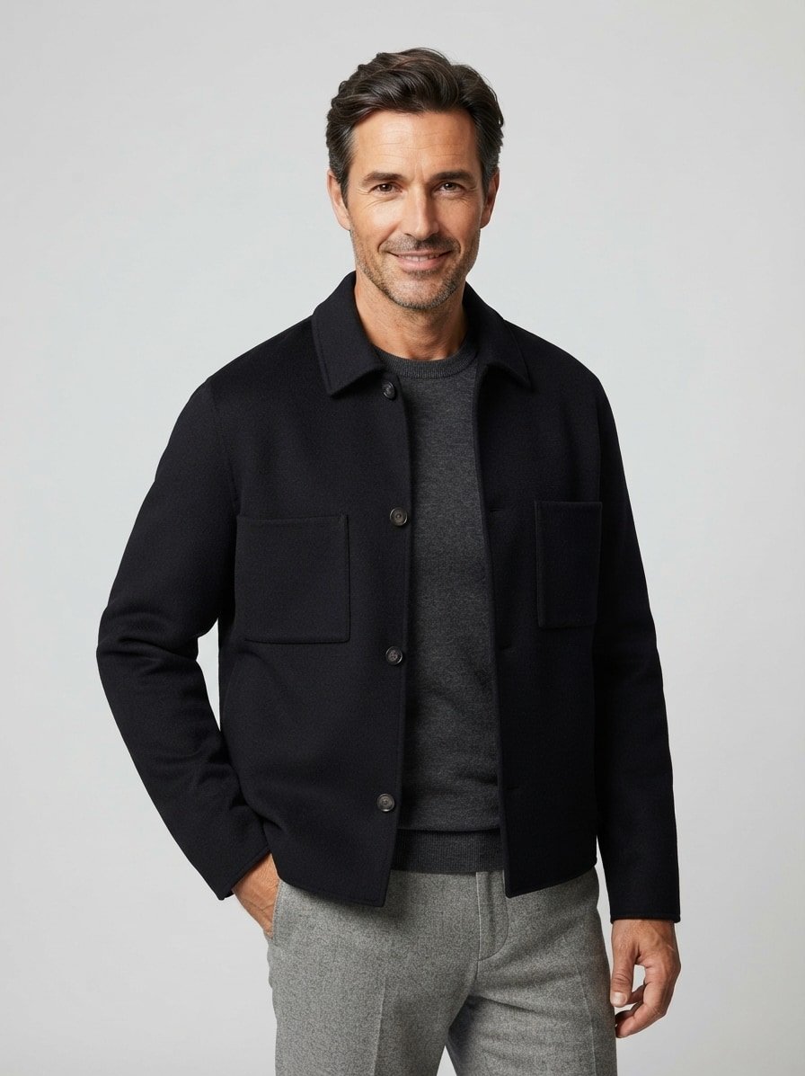 Jacke C-Carper, Relaxed, Wolle, schwarz