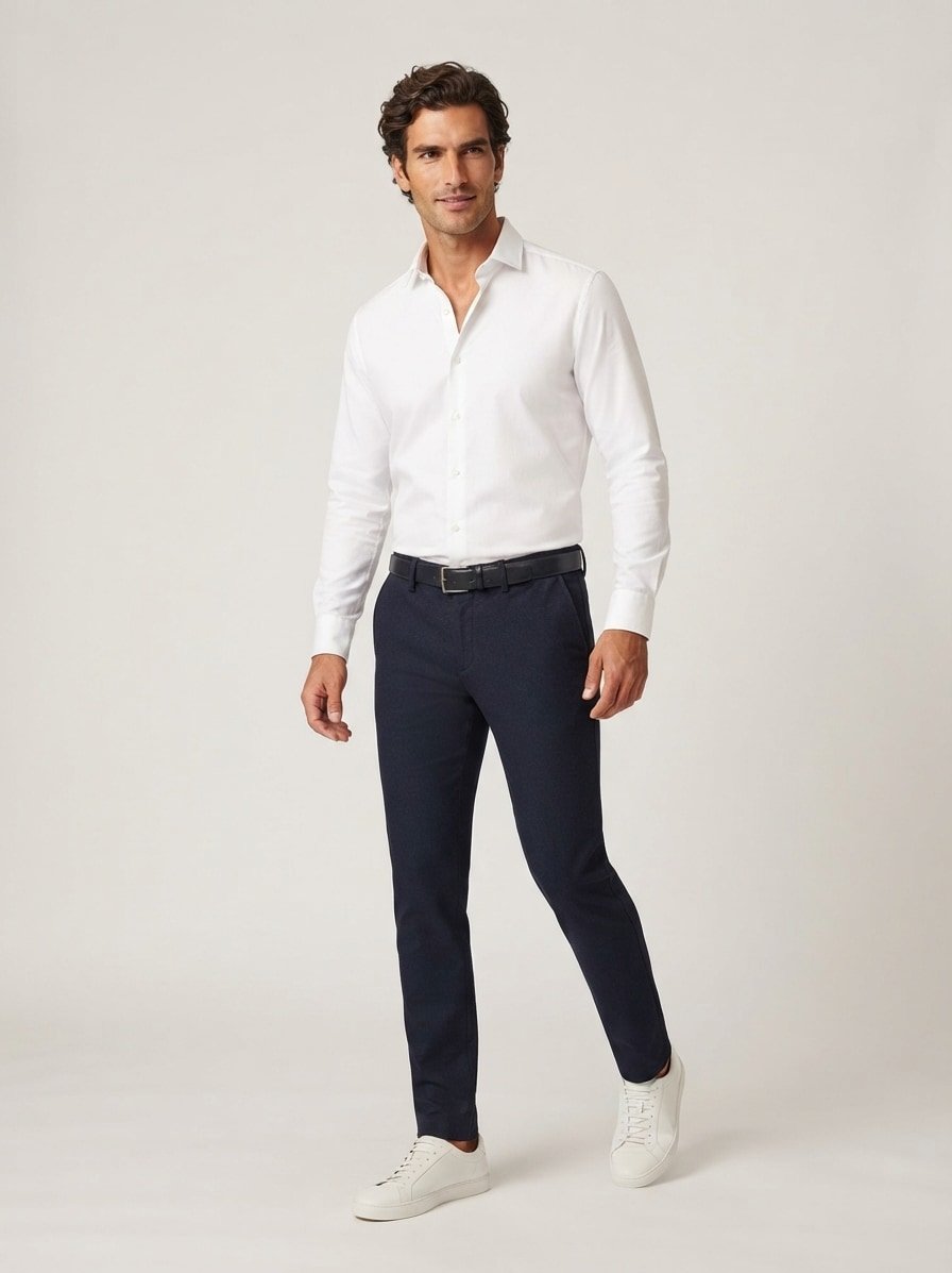 Soft Touch, Modell Lou, Regular Fit, Baumwoll-Stretch, navy meliert