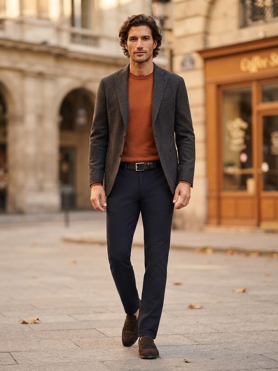Soft Touch, Modell Lou, Regular Fit, Baumwoll-Stretch, navy meliert