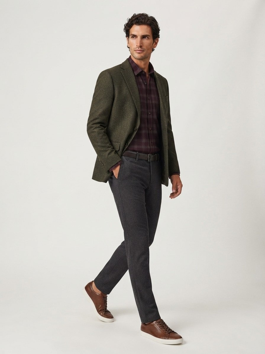 Soft Touch, Modell Lou, Regular Fit, Baumwoll-Stretch, braun meliert