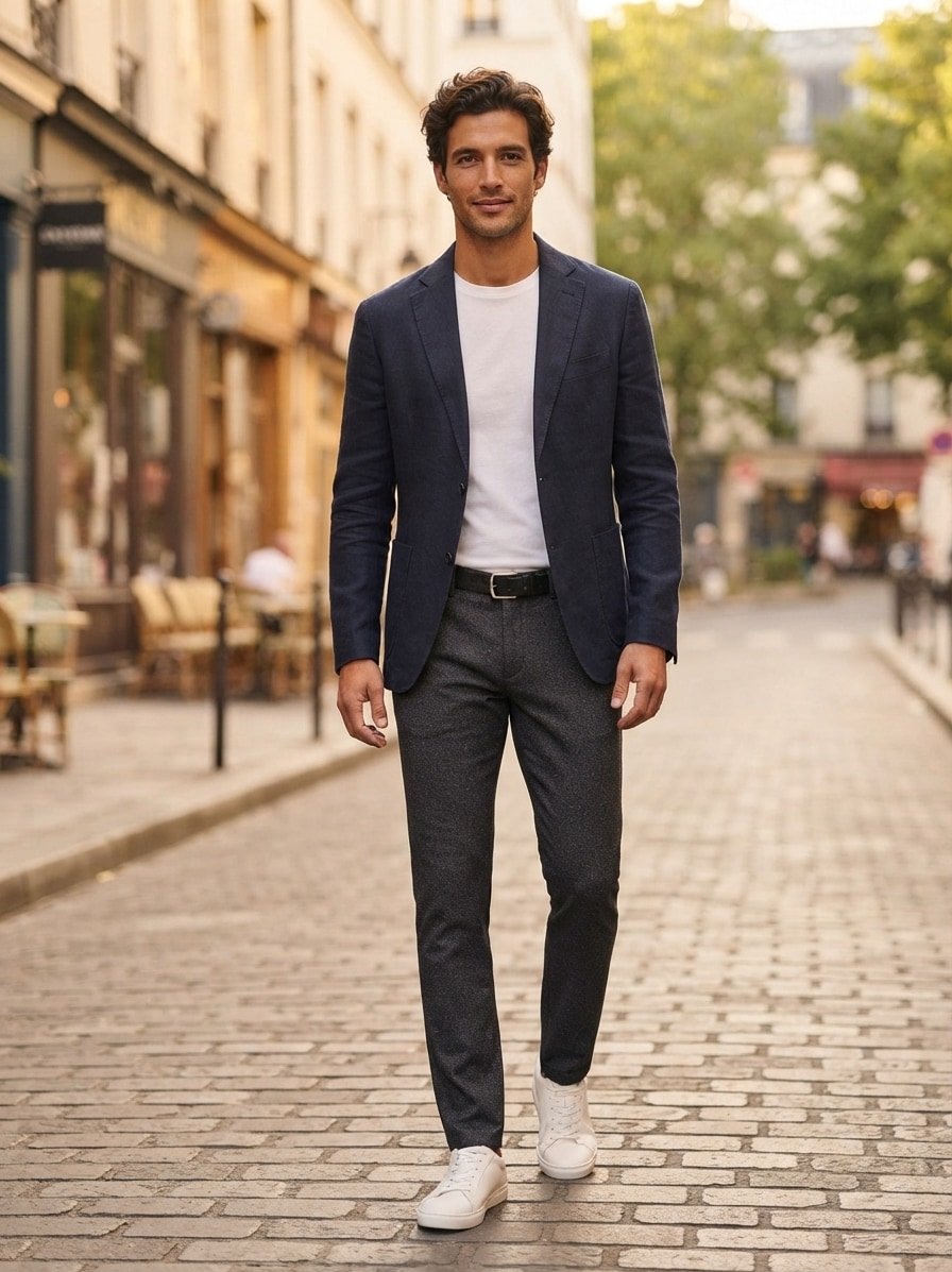 Soft Touch, Modell: Lou, Regular Fit, Baumwoll-Stretch, dunkelgrau meliert