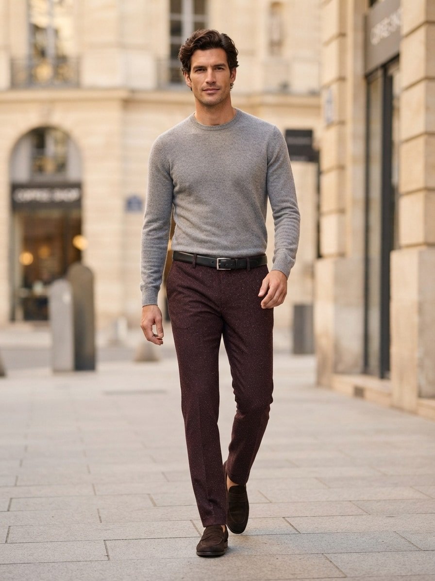 Donegal, Regular Fit, Modell Lou, Wolle-Seide, bordeaux meliert