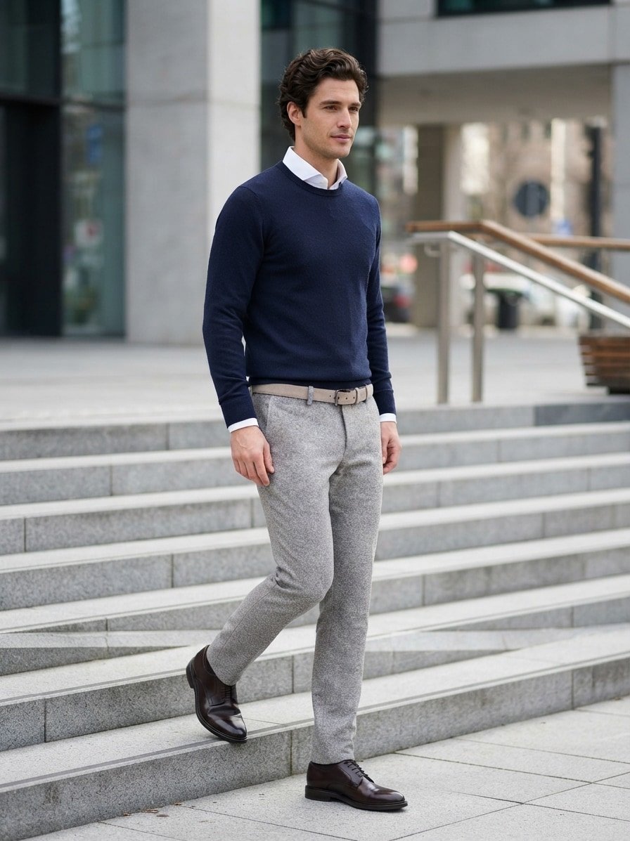Donegal, Regular Fit, Modell Lou, Wolle-Seide, grau meliert