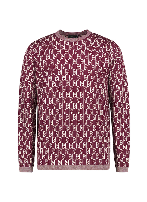 Pullover, Wolle, dunkelrot-beige