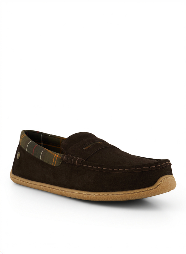 Hausschuhe, Veloursleder, brown