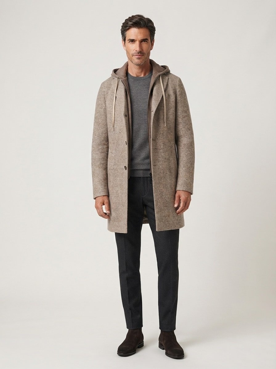 Mantel Aspen, Slim Fit, Mikrofaser, beige