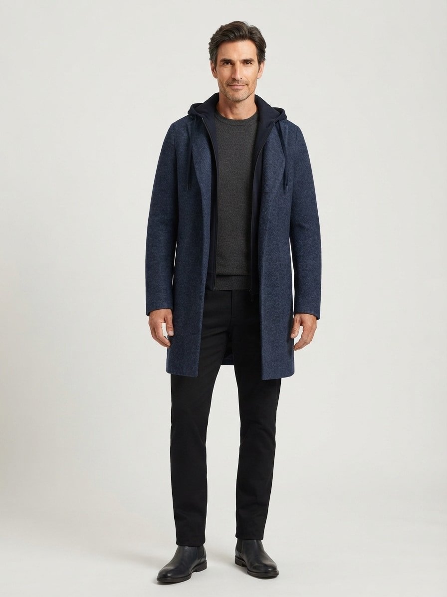 Mantel Aspen, Slim Fit, Mikrofaser, blau