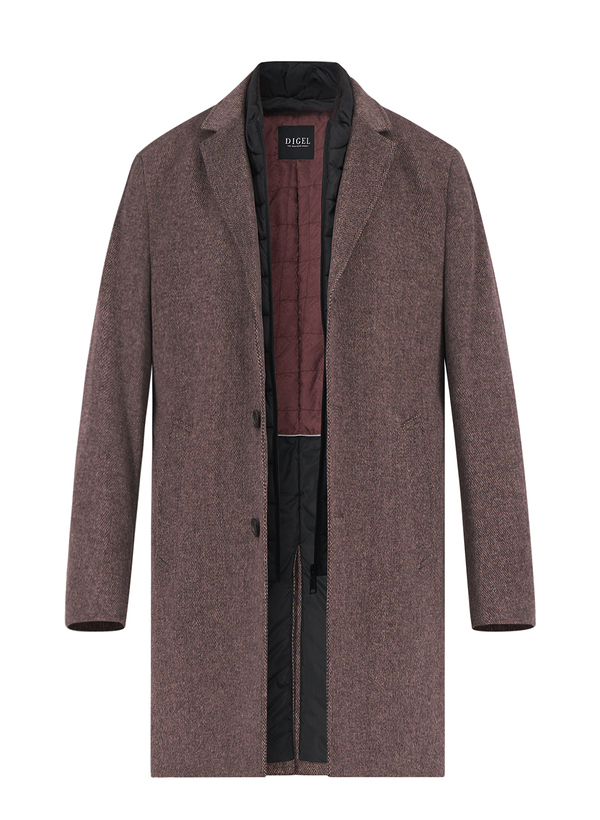 Mantel Deus, Modern Fit, Wolle, braun wattiert