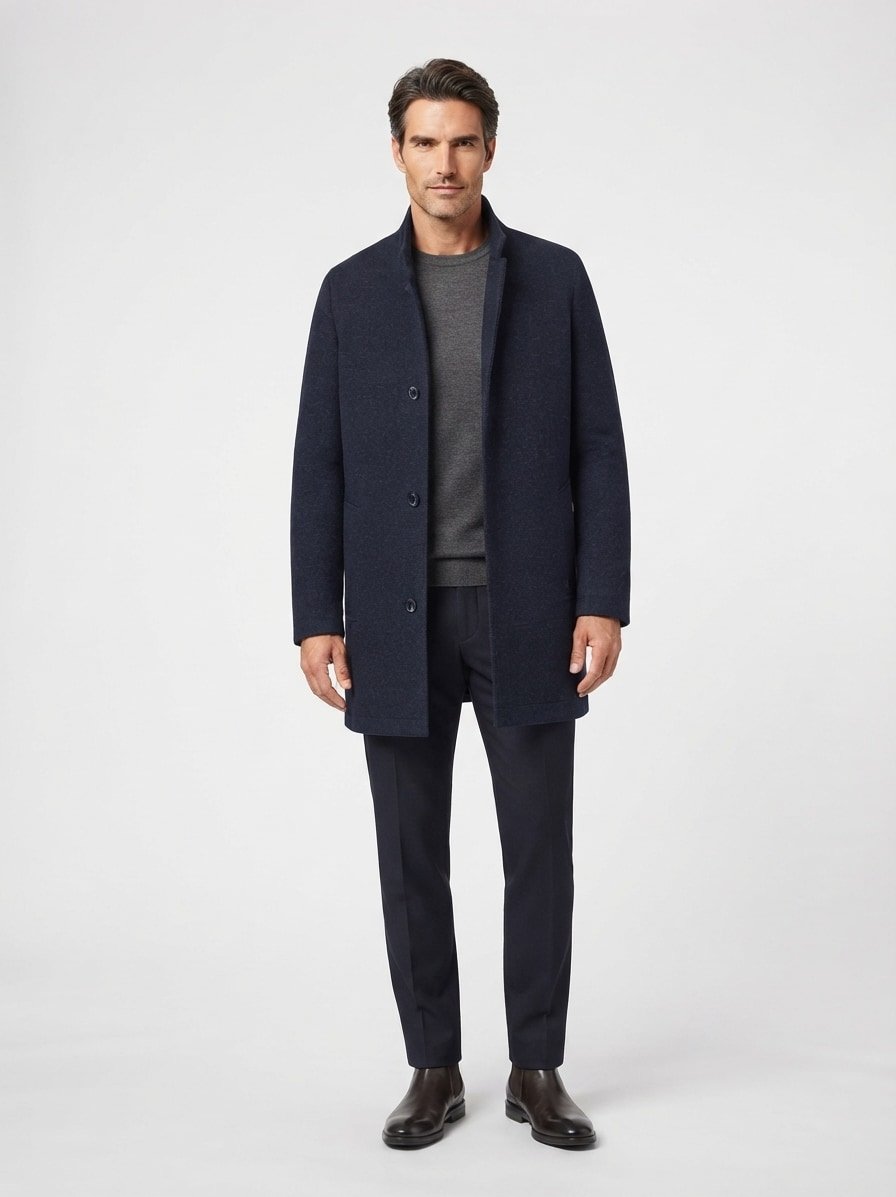 Mantel Ashby, Modern Fit, Wolle, dunkelblau
