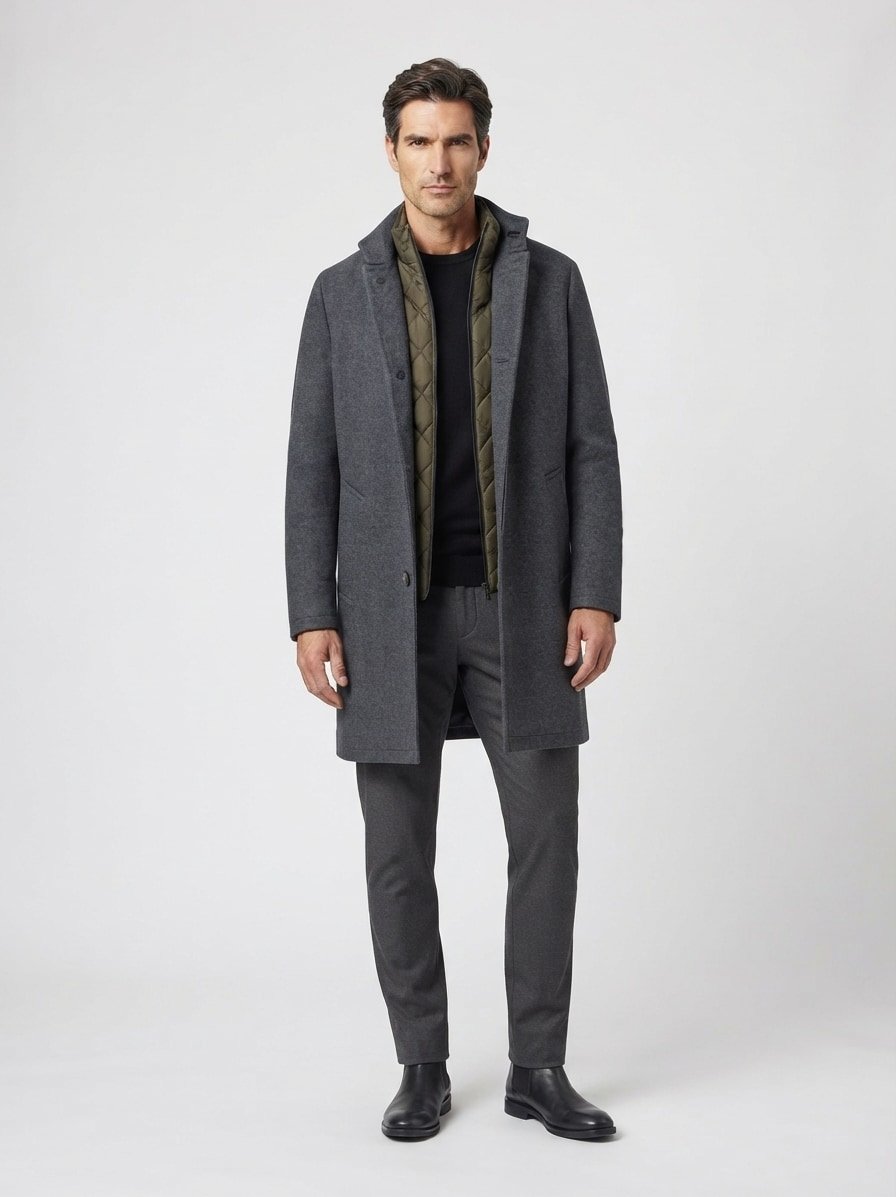 Mantel Delray, Modern Fit, Wolle, grau