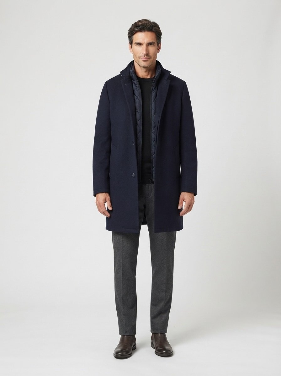 Mantel Delray, Modern Fit, Wolle, dunkelblau