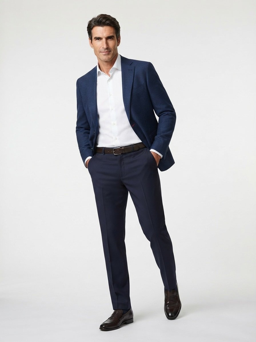 Hose, Slim Fit, Schurwoll-Stretch, navy