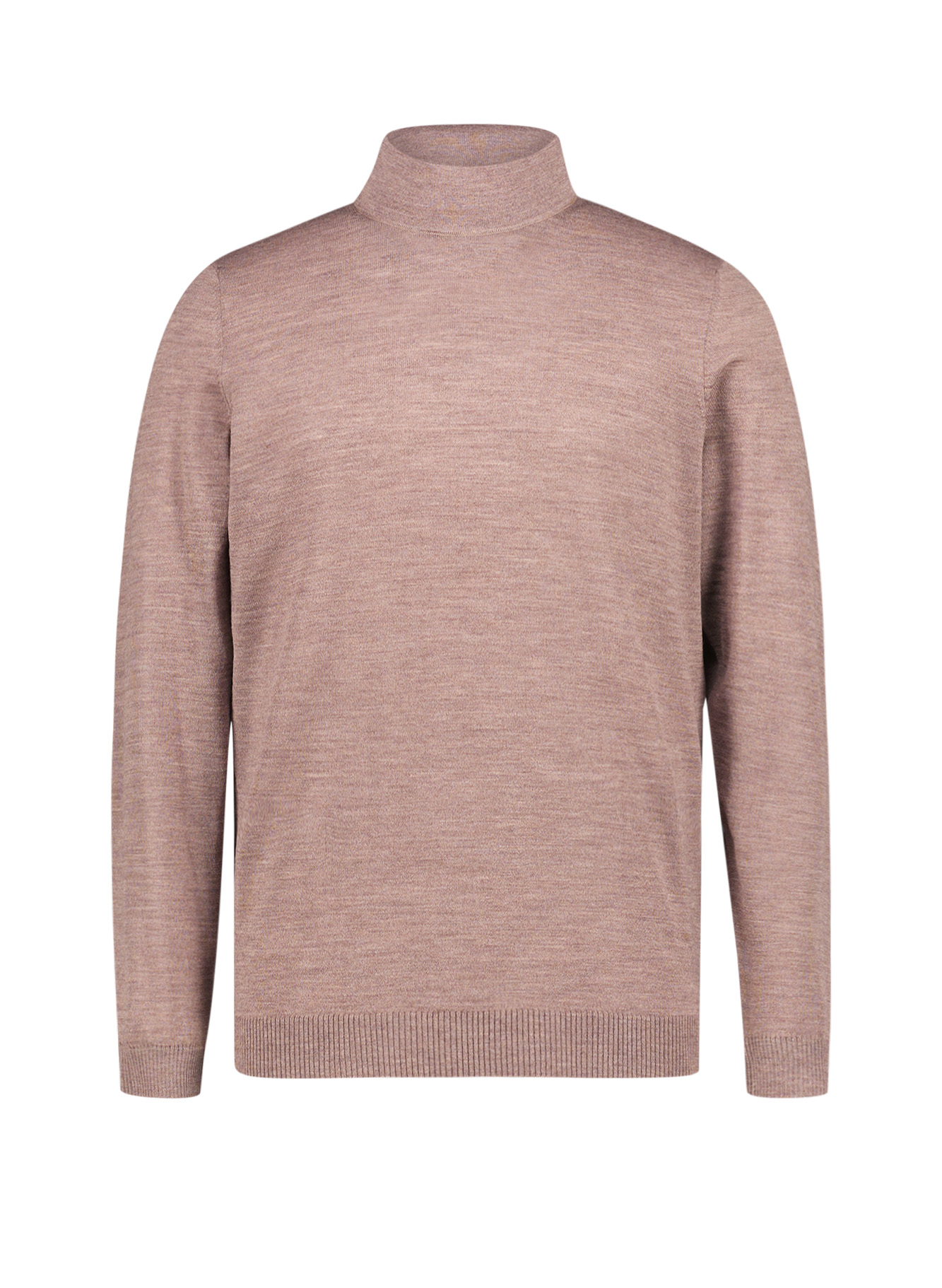Stehkragenpullover, Modern Fit, Merinowolle superwashed, dunkelbraun meliert