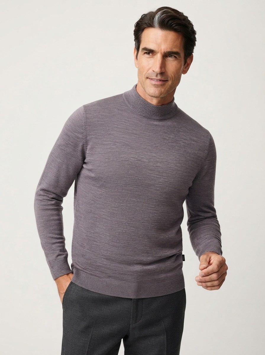 Stehkragen, Modern Fit, Merinowolle superwash, grau