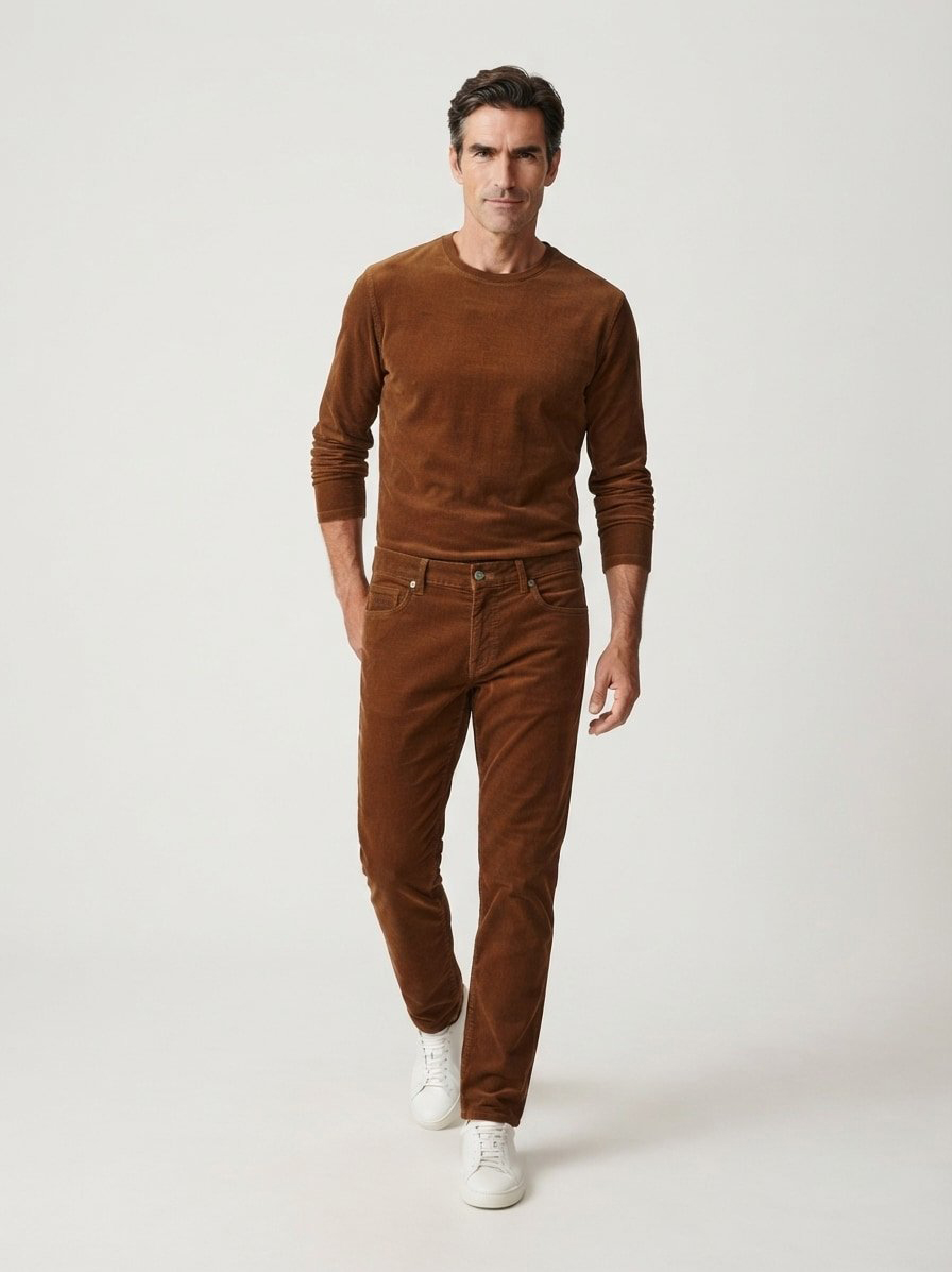 Hose, Modern Fir, Cord, schokobraun