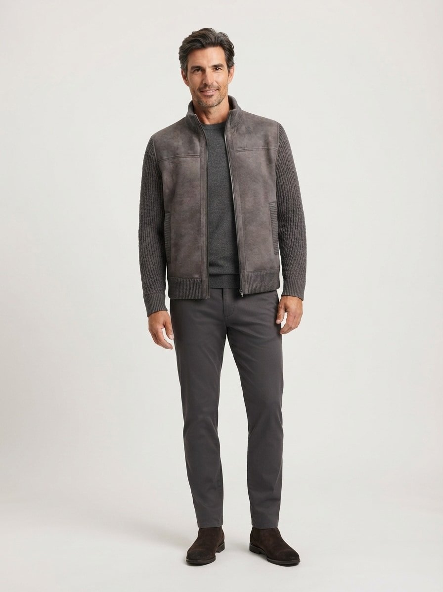 Hybrid Jacke MSCervo, Mikrofaser Webpelz, anthrazit
