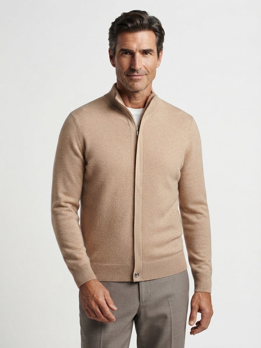 Cardigan, Merinowolle-Kaschmir, camel meliert