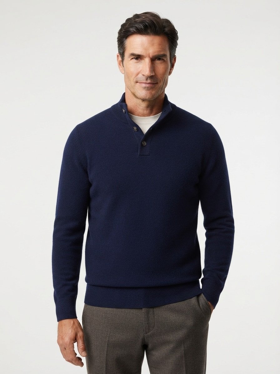 Pullover, Merinowolle-Kaschmir, navy meliert