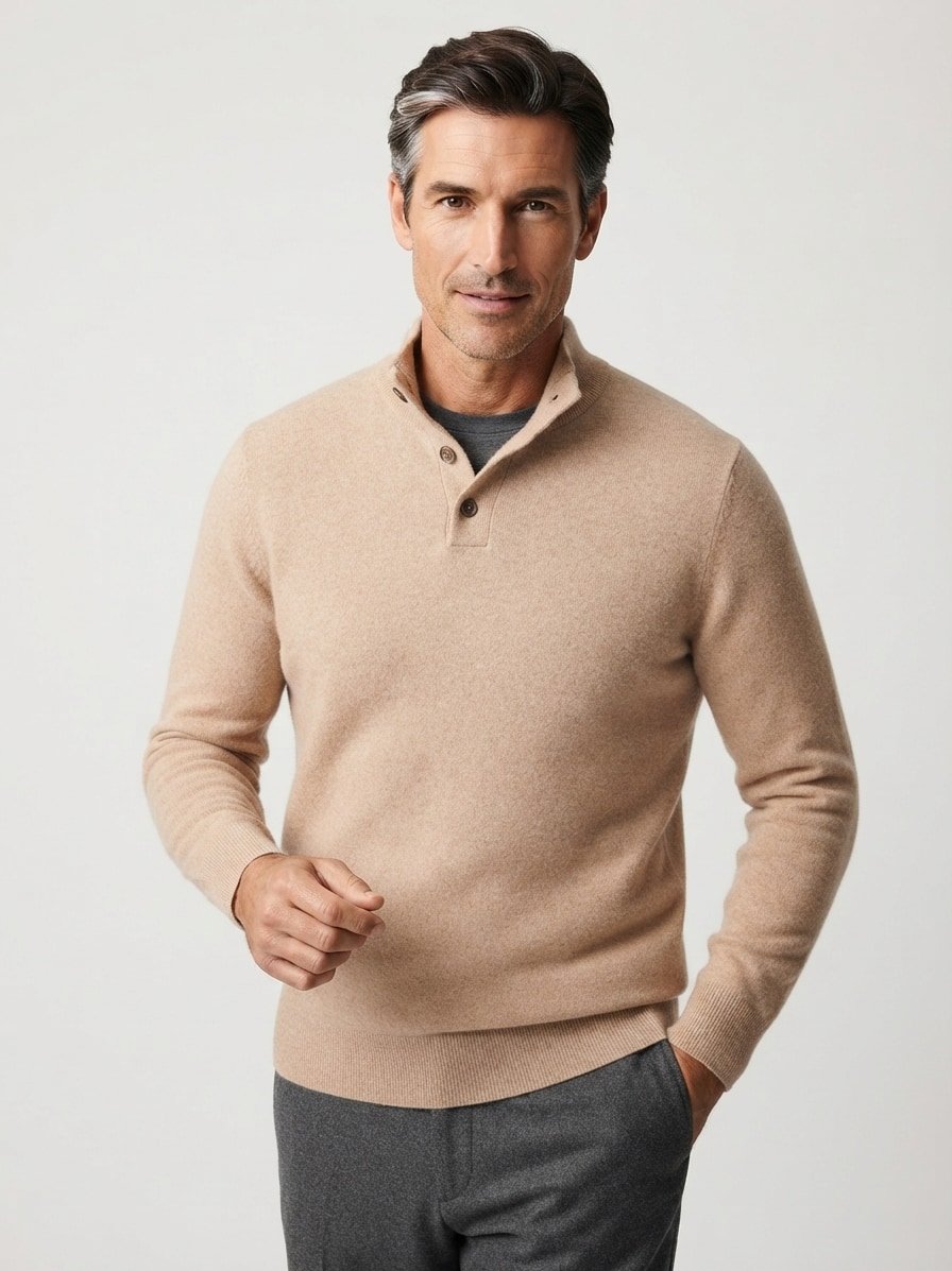 Pullover, Merinowolle-Kaschmir, beige meliert