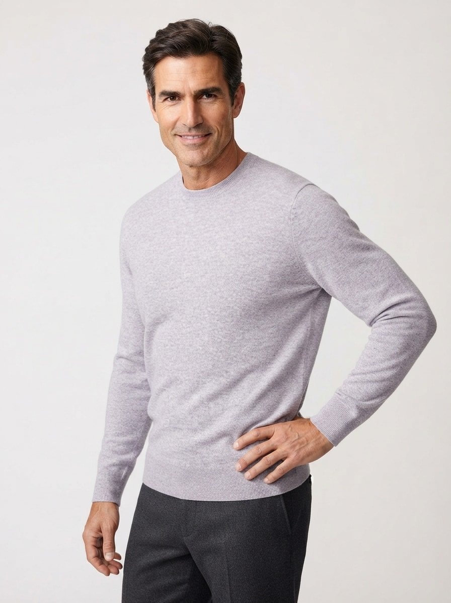 Pullover, Merinowolle-Kaschmir, grau meliert