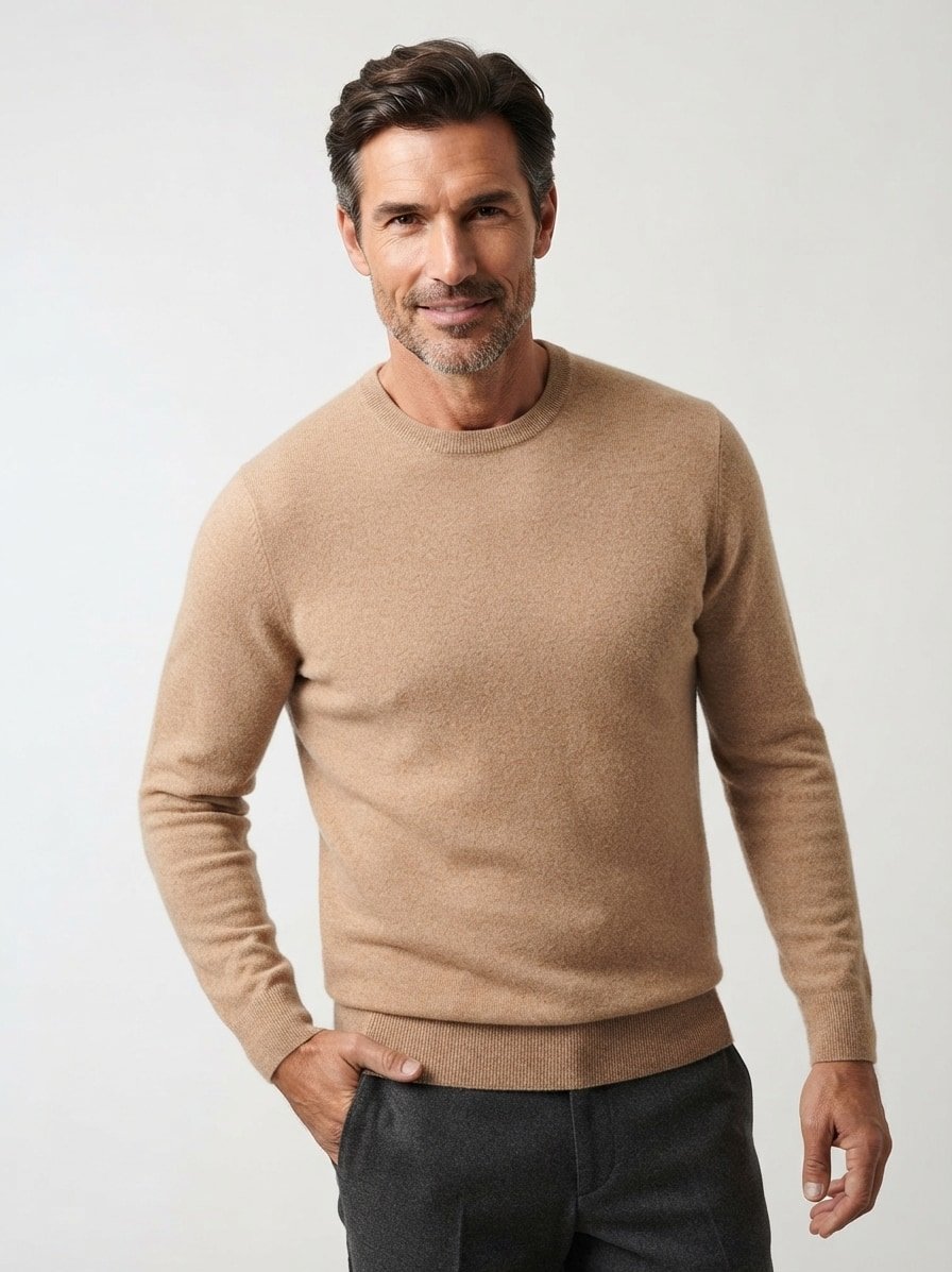 Pullover, Merinowolle-Kaschmir, camel meliert