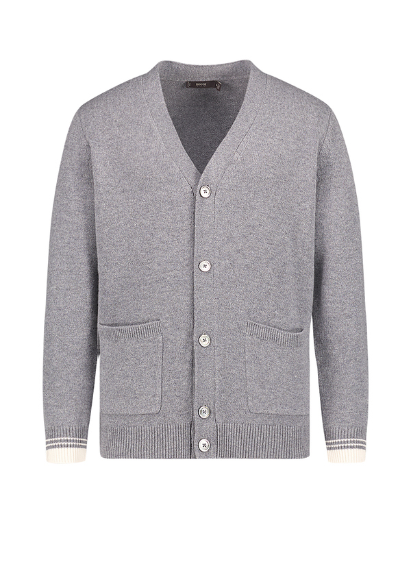 Cardigan, Merinowolle grau meliert