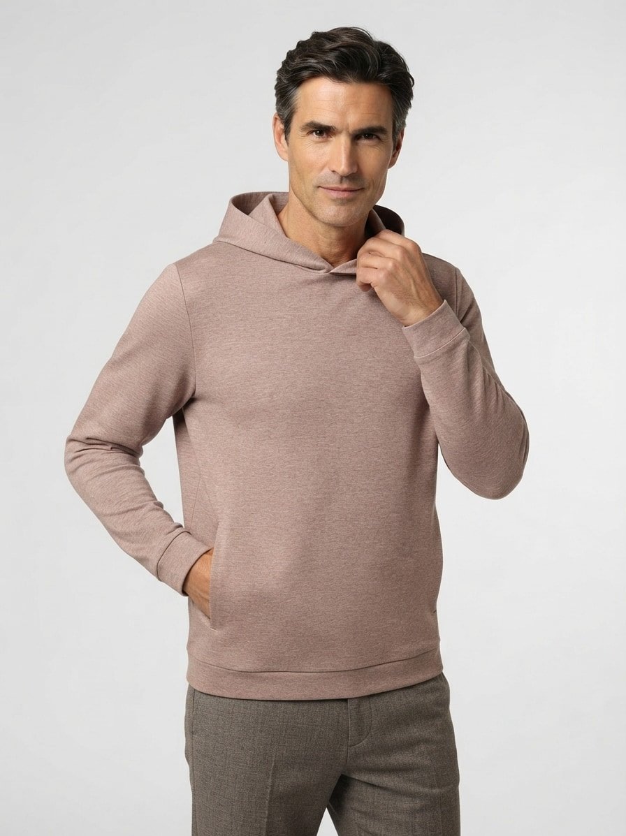 Hoodie, Regular Fit, Scuba, beige meliert