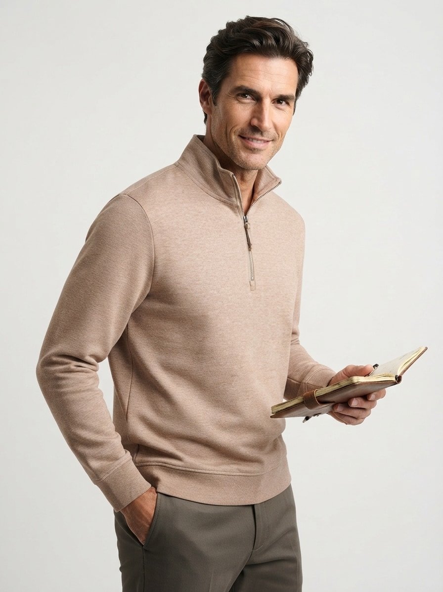 Sweatshirt, Regular Fit, Scuba, beige meliert