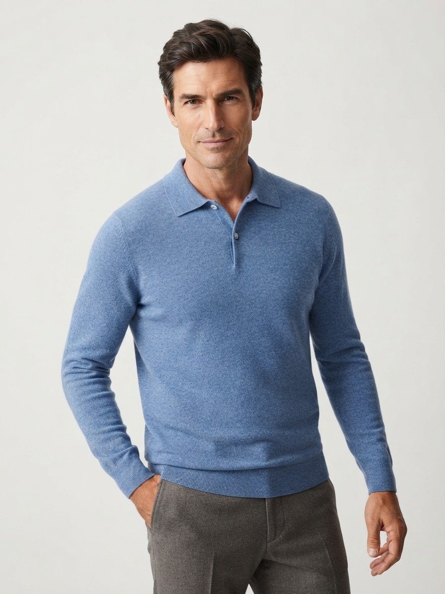 Pullover, Merinowolle-Kaschmir, hellblau meliert
